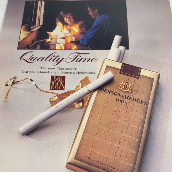 Vintage 1991 Benson Hedges Magazine Vintage Cigarette Advertising Quality Time u - Picture 2 of 2